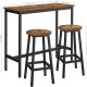 VASAGLE LBT219B01 Barbords�t, H�jt bord med 2 barstole, Barbord med barstole, K�kkenbord og k�kkenstole Industridesign til k�kken, Brun