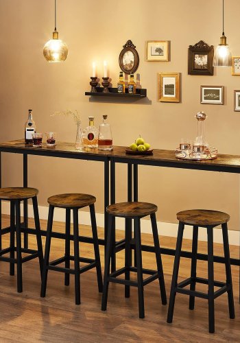 VASAGLE LBT219B01 Barbords�t, H�jt bord med 2 barstole, Barbord med barstole, K�kkenbord og k�kkenstole Industridesign til k�kken, Brun