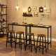 VASAGLE LBT219B01 Barbords�t, H�jt bord med 2 barstole, Barbord med barstole, K�kkenbord og k�kkenstole Industridesign til k�kken, Brun