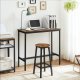 VASAGLE LBT219B01 Barbords�t, H�jt bord med 2 barstole, Barbord med barstole, K�kkenbord og k�kkenstole Industridesign til k�kken, Brun