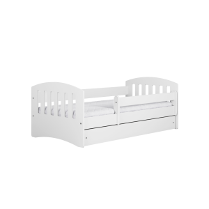 Classic 1 juniorseng, m. madras, sengehest, skuffe - hvid laminat og MDF (180x80)