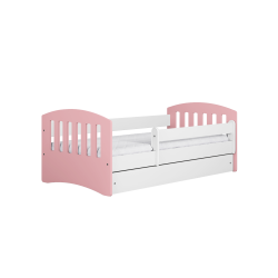 Classic 1 juniors�ng, med madrass, st�dbr�da, l�da - vit och rosa laminat och MDF (160x80)