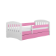 Classic 1 Juniorbett, mit Matratze, Bettgitter, Schublade - weiß-rosa Laminat und MDF (180x80)