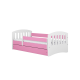 Classic 1 Juniorbett, mit Matratze, Bettgitter, Schublade - weiß-rosa Laminat und MDF (180x80)