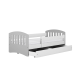 Classic 1 Juniorbett, mit Matratze, Bettgitter, Schublade - weißes und graues Laminat und MDF (180x80)