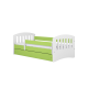 Classic 1 Juniorbett, mit Matratze, Bettgitter, Schublade - weiß-grünes Laminat und MDF (180x80)
