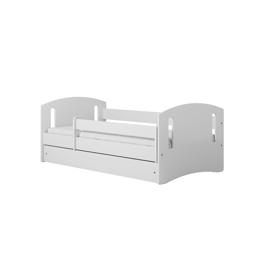 Classic 2 Juniorbett, mit Matratze, Bettgitter, Schublade - weißes Laminat und MDF (180x80)