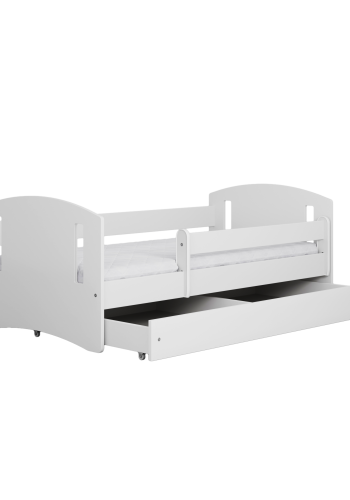 Classic 2 Juniorbett, mit Matratze, Bettgitter, Schublade - weißes Laminat und MDF (140x80)