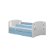 Classic 2 Juniorbett, mit Matratze, Bettgitter, Schublade - weiß-blaues Laminat und MDF (180x80)