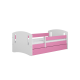 Classic 2 Juniorbett, mit Matratze, Bettgitter, Schublade - weiß-rosa Laminat und MDF (140x80)