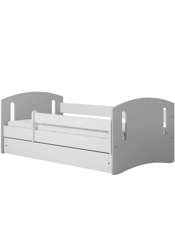 Classic 2 Juniorbett, mit Matratze, Bettgitter, Schublade - weiß-graues Laminat und MDF (160x80)