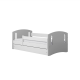 Classic 2 Juniorbett, mit Matratze, Bettgitter, Schublade - weiß-graues Laminat und MDF (180x80)