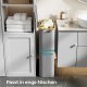 SONGMICS W�schekorb mit Deckel, schmaler W�schekorb, 65 l, platzsparend, herausnehmbares Netzfutter, Oxford-Gewebe, Bambusgriff, faltbar, 42 x 22,5 x 70,5 cm, Taubengrau LCB506G01