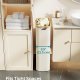 SONGMICS tv&auml;ttkorg med lock, smal tv&auml;ttkorg, 65 l (17,2 gallon), platsbesparande, avtagbart n&auml;tfoder, bambuhandtag, hopf&auml;llbar, 41 x 21 x 69 cm, kr&auml;mvit ULCB506W01