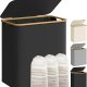 SONGMICS W&auml;schekorb mit Deckel, 3-teiliger gro&szlig;er W&auml;schekorb, 150 l, herausnehmbares Netzfutter, Oxford-Gewebe, Bambusgriff, faltbar, 60 x 38,5 x 70,5 cm, Tintenschwarz LCB515B01V1