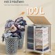 SONGMICS HOME W&auml;schekorb mit 2 F&auml;chern, 100 l, W&auml;schesortierkorb auf Rollen mit Deckel, W&auml;schesack mit Griff, Rattanoptik, f&uuml;r Waschk&uuml;che und Badezimmer, Naturbeige, Mattwei&szlig;, LCB601N01