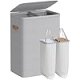 SONGMICS Tv&auml;ttkorg, 193 liters tv&auml;ttkorg, 2 fack, enkel montering, med lock och handtag, uttagbara innerp�sar, 51 x 38 x 74 cm, duvgr� ULCB813G01