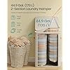 SONGMICS Tv&auml;ttkorg, 193 liters tv&auml;ttkorg, 2 fack, enkel montering, med lock och handtag, uttagbara innerp�sar, 51 x 38 x 74 cm, cappuccino beige ULCB813L01