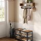 VASAGLE Knager�kke med skob�nk, entrem�bel, multifunktionel, prikkede knager�kker, 2-lags skoreol, industriel stil, til entr&eacute;, entr&eacute;, rustik brun LCR073K01