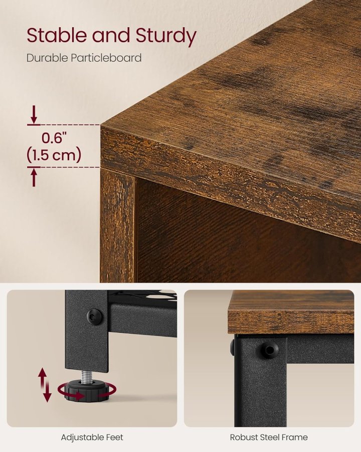 VASAGLE Knager�kke med skob�nk, entrem�bel, multifunktionel, prikkede knager�kker, 2-lags skoreol, industriel stil, til entr&eacute;, entr&eacute;, rustik brun LCR073K01