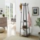 VASAGLE LCR080B02 stumtjener, m. 8 kroge og 3 hylder - gr� sp�nplade og sort st�l