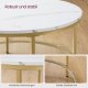 VASAGLE Sofabord, Stuebord, Sofa Cocktailbord Rundt Imiteret Marmor, Opbevaringshylde i H�rdet Glas, Nem at Samle, Moderne Stil, Til Stue, Marmor Hvid og Metallisk Guld LCT071W59