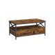 VASAGLE LCT201B01 sofabord, m. 1 �bent rum, 2 skuffer - rustik brun sp�nplade og sort st�l (100x55)