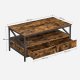 VASAGLE LCT201B01 sofabord, m. 1 �bent rum, 2 skuffer - rustik brun sp�nplade og sort st�l (100x55)