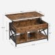 VASAGLE sofabord med l�fteplade, sofabord med opbevaringshylde, skjulte rum og l�fteplade, til stue, kontor, 19,7 x 39,4 x (19,3-24,4) tommer, rustik brun og sort ULCT202B01