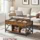 VASAGLE sofabord med l�fteplade, sofabord med opbevaringshylde, skjulte rum og l�fteplade, til stue, kontor, 19,7 x 39,4 x (19,3-24,4) tommer, rustik brun og sort ULCT202B01