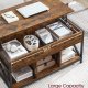VASAGLE sofabord med l�fteplade, sofabord med opbevaringshylde, skjulte rum og l�fteplade, til stue, kontor, 19,7 x 39,4 x (19,3-24,4) tommer, rustik brun og sort ULCT202B01