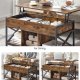 VASAGLE sofabord med l�fteplade, sofabord med opbevaringshylde, skjulte rum og l�fteplade, til stue, kontor, 19,7 x 39,4 x (19,3-24,4) tommer, rustik brun og sort ULCT202B01