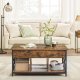 VASAGLE sofabord, l�ftebord Sofabord til stuen, sofabord med �ben og skjult opbevaring, X-formede st�nger, 60 x 100 x (48-62) cm, rustik brun og sort LCT205B01