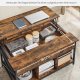 VASAGLE sofabord, l�ftebord Sofabord til stuen, sofabord med �ben og skjult opbevaring, X-formede st�nger, 60 x 100 x (48-62) cm, rustik brun og sort LCT205B01
