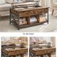 VASAGLE sofabord, l�ftebord Sofabord til stuen, sofabord med �ben og skjult opbevaring, X-formede st�nger, 60 x 100 x (48-62) cm, rustik brun og sort LCT205B01