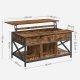 VASAGLE sofabord, l�ftebord Sofabord til stuen, sofabord med �ben og skjult opbevaring, X-formede st�nger, 60 x 100 x (48-62) cm, rustik brun og sort LCT205B01