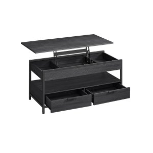 VASAGLE sofabord med l�ftefunktion, stuebord, med opbevaringsskuffer, skjulte rum og �ben hylde, antracitgr� og bl�ksort LCT209B22
