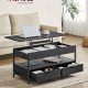 VASAGLE sofabord med l�ftefunktion, stuebord, med opbevaringsskuffer, skjulte rum og �ben hylde, antracitgr� og bl�ksort LCT209B22