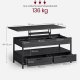 VASAGLE sofabord med l�ftefunktion, stuebord, med opbevaringsskuffer, skjulte rum og �ben hylde, antracitgr� og bl�ksort LCT209B22
