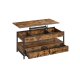 VASAGLE sofabord med l�ftefunktion, stuebord, med opbevaringsskuffer, skjulte rum og �ben hylde, rustik brun og bl�ksort LCT209K01