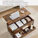 VASAGLE sofabord med l�ftefunktion, stuebord, med opbevaringsskuffer, skjulte rum og �ben hylde, rustik brun og bl�ksort LCT209K01