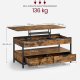 VASAGLE sofabord med l�ftefunktion, stuebord, med opbevaringsskuffer, skjulte rum og �ben hylde, rustik brun og bl�ksort LCT209K01