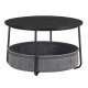 VASAGLE sofabord med opbevaring, rundt centerbord til stue med stofkurv, moderne stil, metalstel, bl�ksort og skifergr� LCT244B56