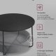 VASAGLE sofabord med opbevaring, rundt centerbord til stue med stofkurv, moderne stil, metalstel, bl�ksort og skifergr� LCT244B56