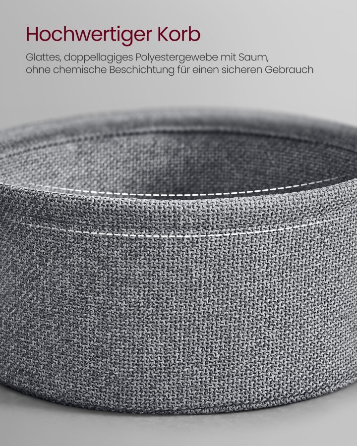 VASAGLE sofabord med opbevaring, rundt centerbord til stue med stofkurv, moderne stil, metalstel, bl�ksort og skifergr� LCT244B56