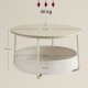VASAGLE LCT244K01 Rundt sofabord med opbevaringsplads Sidebord Stuebord med stofkurv Moderne metalramme Naturbeige/Cremehvid