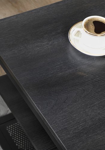 VASAGLE salongbord, rektangulrt, m. 2 hyller - sort sponplate og stl (110x60)