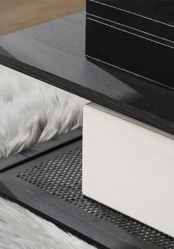 VASAGLE salongbord, rektangulrt, m. 2 hyller - sort sponplate og stl (110x60)