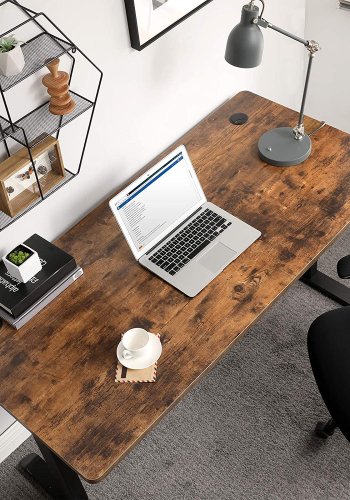 SONGMICS Tischplatte für elektrischen Schreibtisch, Tischplatte mit glatten Kanten, Melaminbeschichtung, MDF, 140 x 70 x 1,8 cm, Vintage-Braun LDB002B01