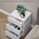 VASAGLE Natbord med LED-belysning, s�t med 2, sidebord, justerbare farver, sofabord 3 skuffer, natbord, sovev�relse, moderne, 35 x 40 x 55 cm, hvid LET0830W01